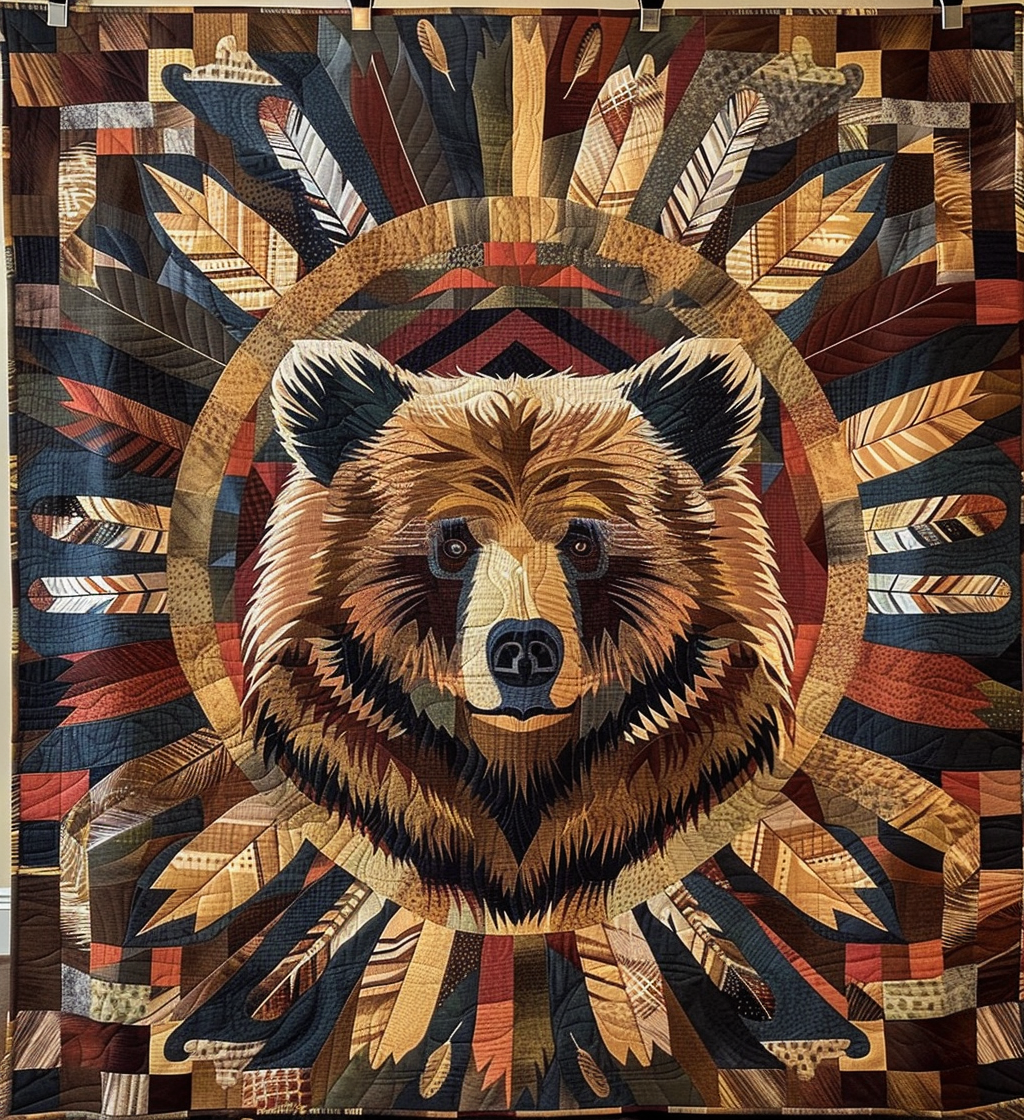 Mystic Bear Quilted Blanket Nice Bedding Sets Native American Related Gifts