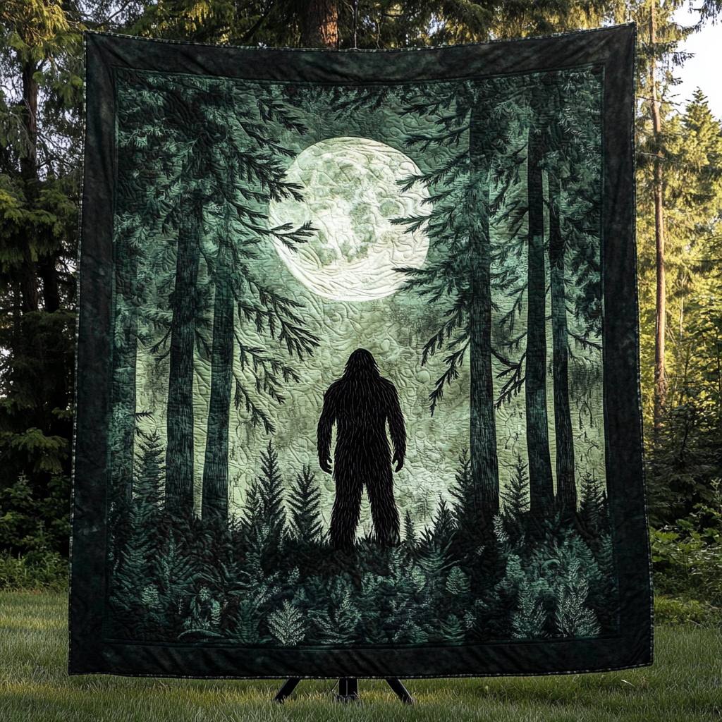 Mystic Bigfoot Quilted Blanket Boho Bedroom Decor Sasquatch Gift Shop