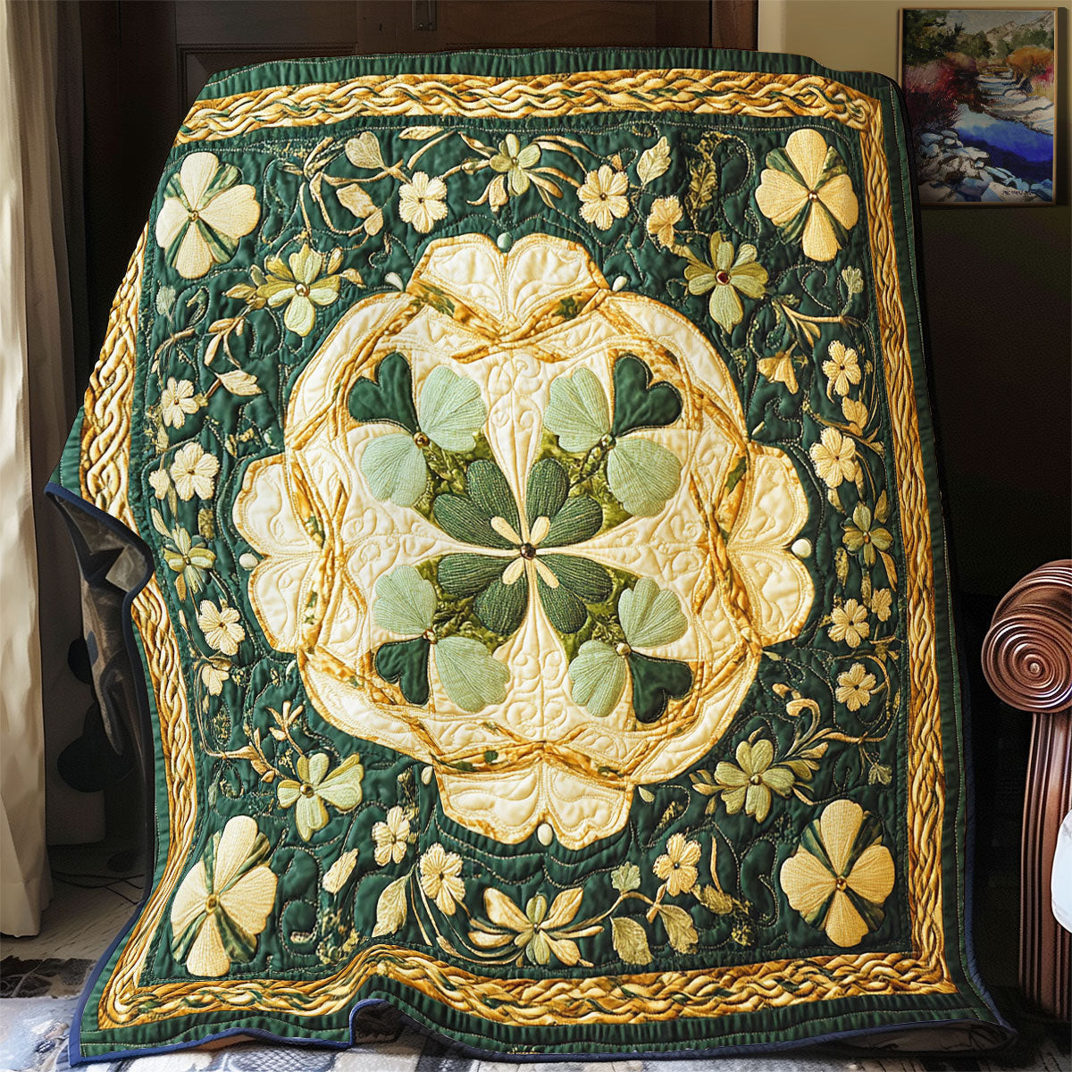 Mystic Clover Quilt Blanket Cute Sofa Blanket Great Saint Patrick'S Day Ideas