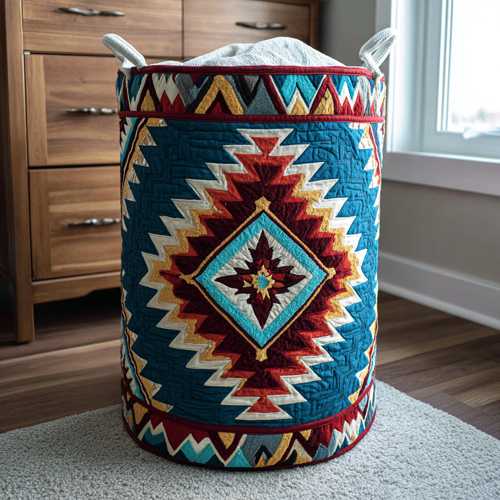 Mystic Echo Quilted Laundry Basket Elegant Quilted Laundry Tote Gift for Daily Organization