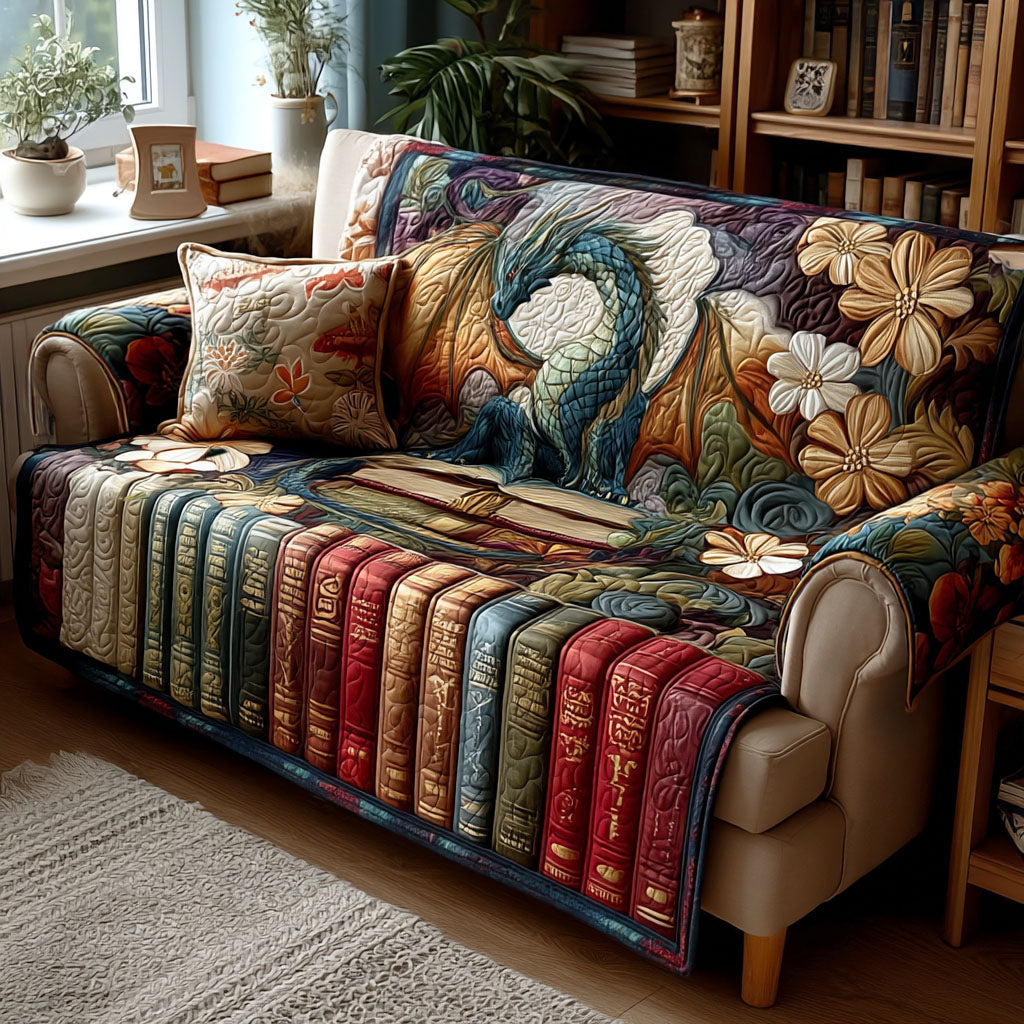 Mystic Library Quilted Sofa Cover Living Room Decor Best Gifts For Book Readers