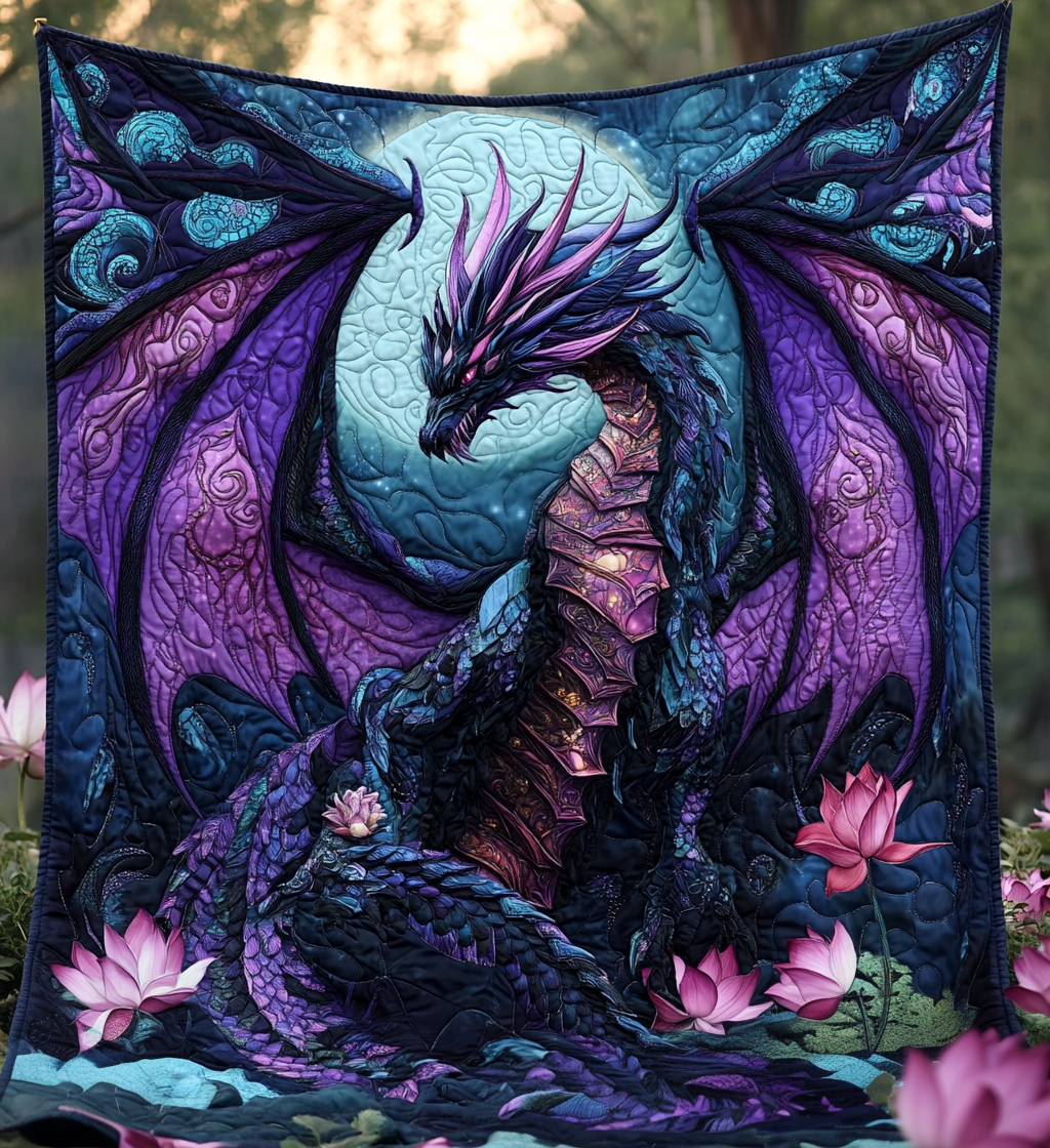 Mystic Moonlight Quilted Blanket Comforter And Sheet Sets Unusual Dragon Gifts