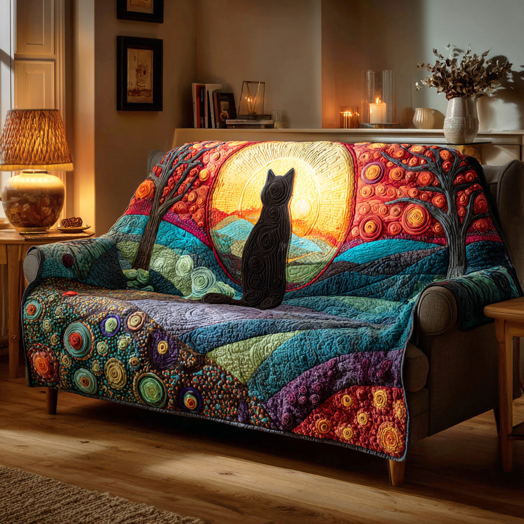 Mystic Path Quilted Sofa Cover Holiday Living Decorations Unique Gifts For Cat Lovers