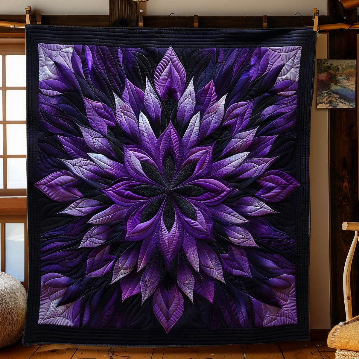Mystic Purple Bloom Quilted Blanket Floral Throw Blanket Gifts Ideas For Mom