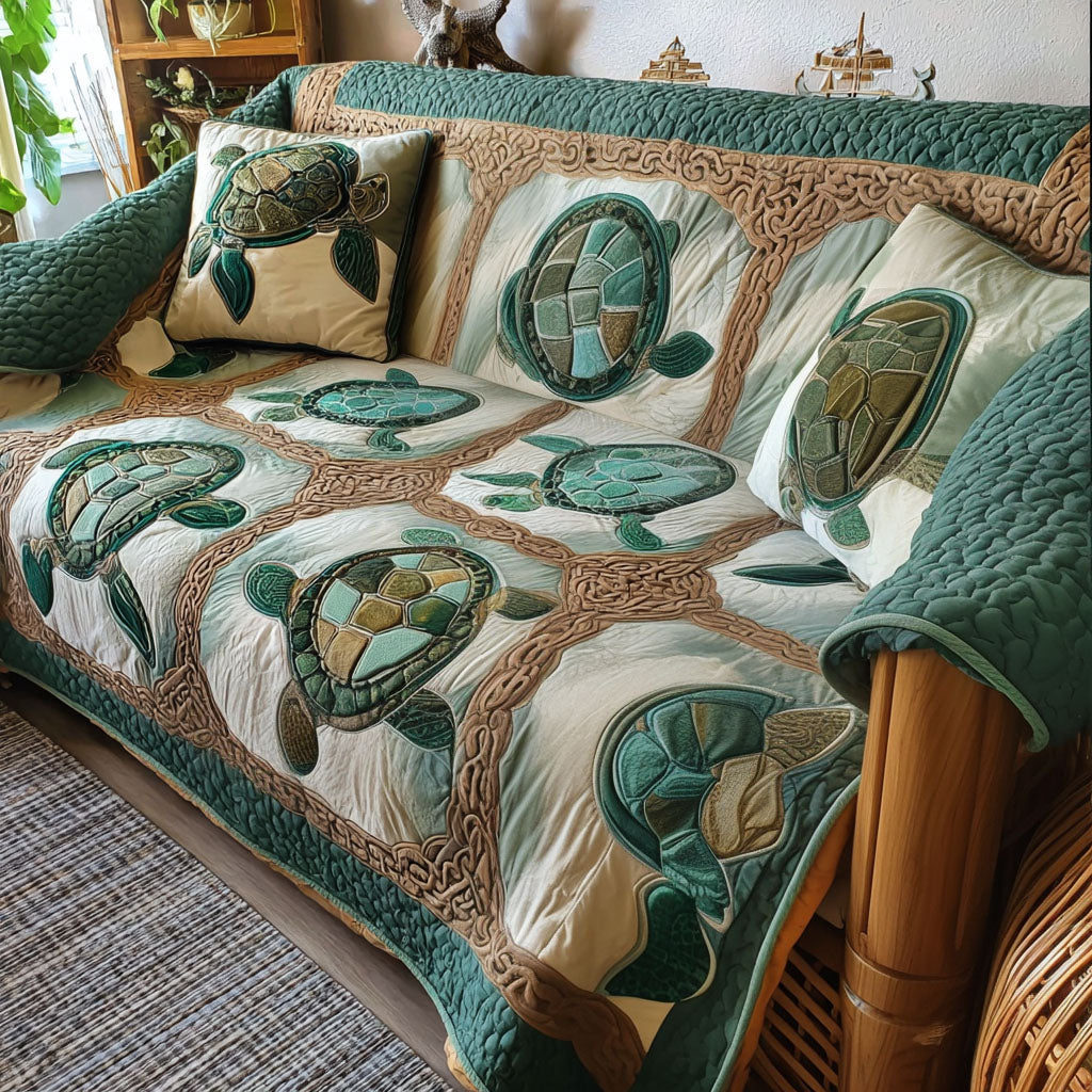 Mystic Tide Quilted Sofa Cover Home Decor Christmas Presents For Sea Turtle Lovers