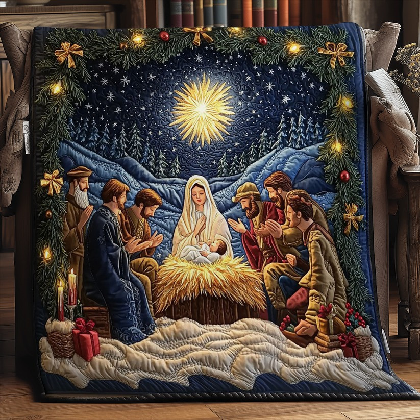 Nativity Scene Quilt Blanket Winter Holiday Faith Based Christmas Gifts For Christian