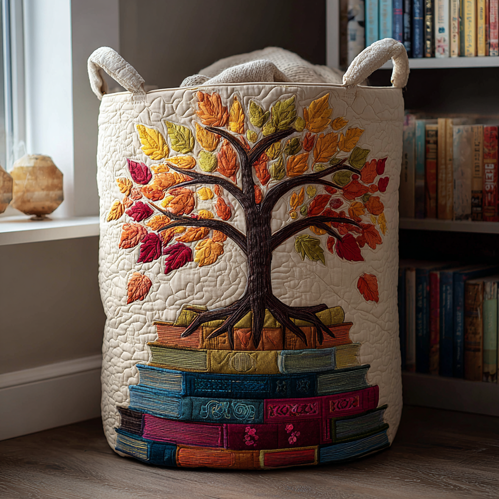 Nature Bloom Quilted Laundry Basket Elegant Quilted Laundry Bin for Bedroom and Bathroom