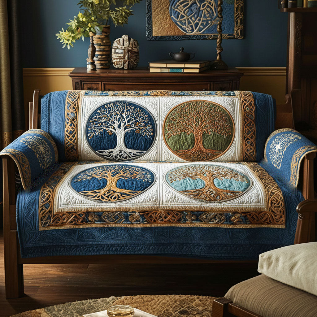Nature Circle Quilted Sofa Cover Sofa Cover Couch Tree Of Life Gifts For Men