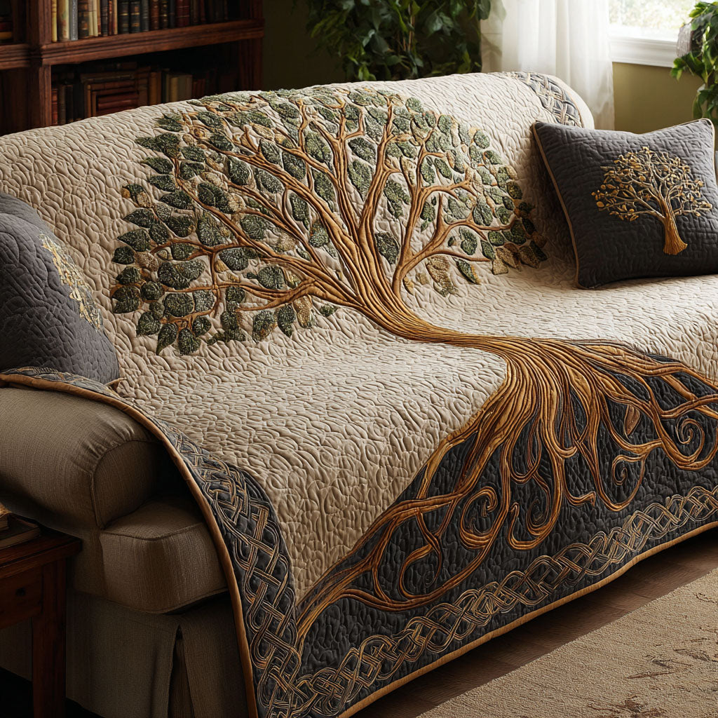 Nature Crest Quilted Sofa Cover Couch Protector Tree Of Life Gifts For Him