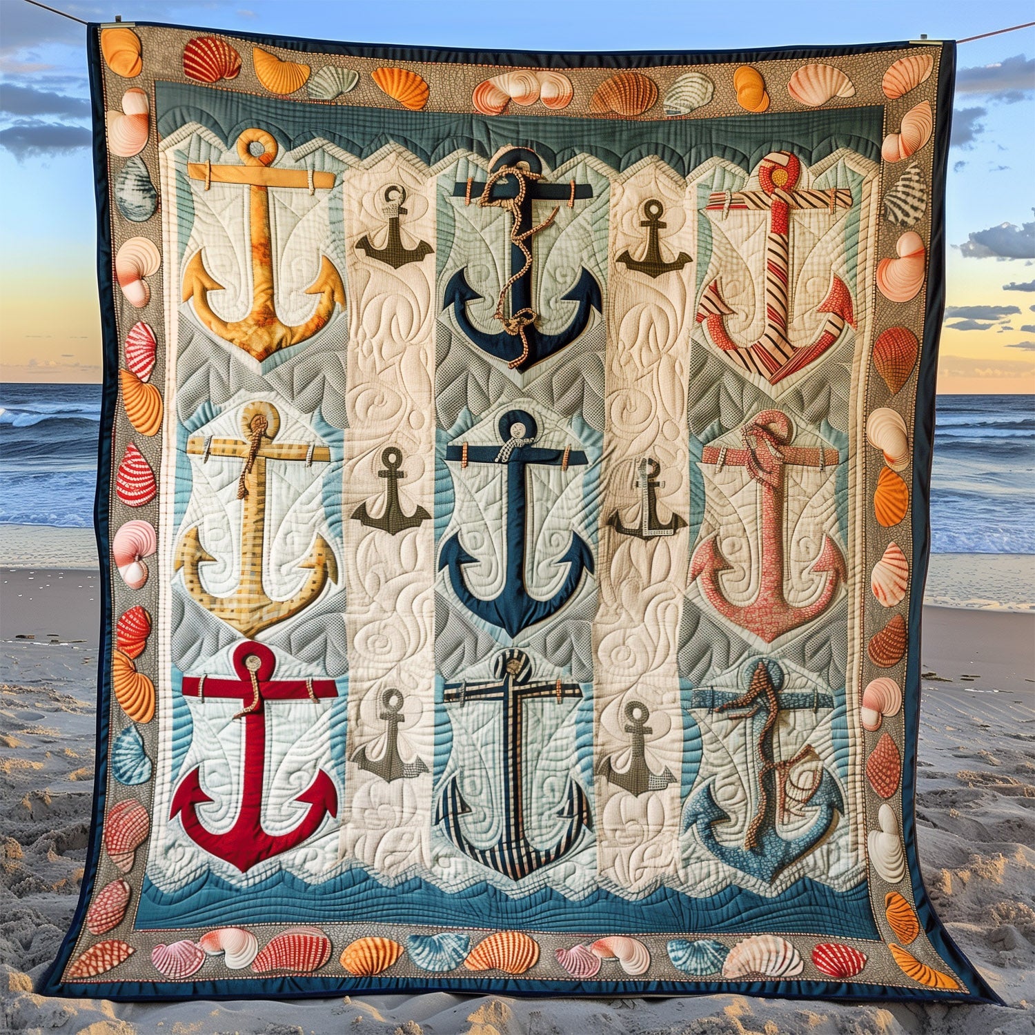 Nautical Anchors Quilted Blanket Bedding Ideas Gifts With Anchors On Them