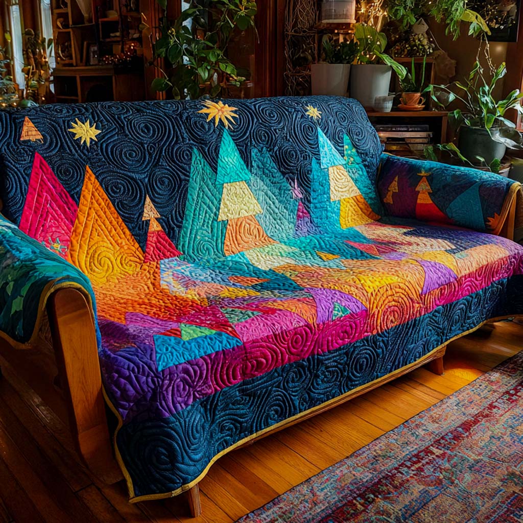 Neon Holiday Forest Quilted Sofa Cover Christmas Couch Covers Gifts For The Family Christmas