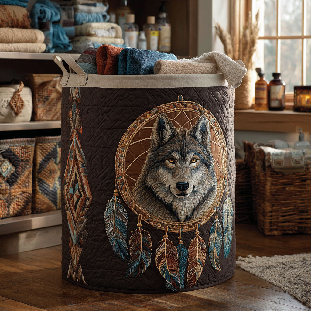 Night Guardian Quilted Laundry Basket Quilted Fabric Laundry Bin for Organized Living