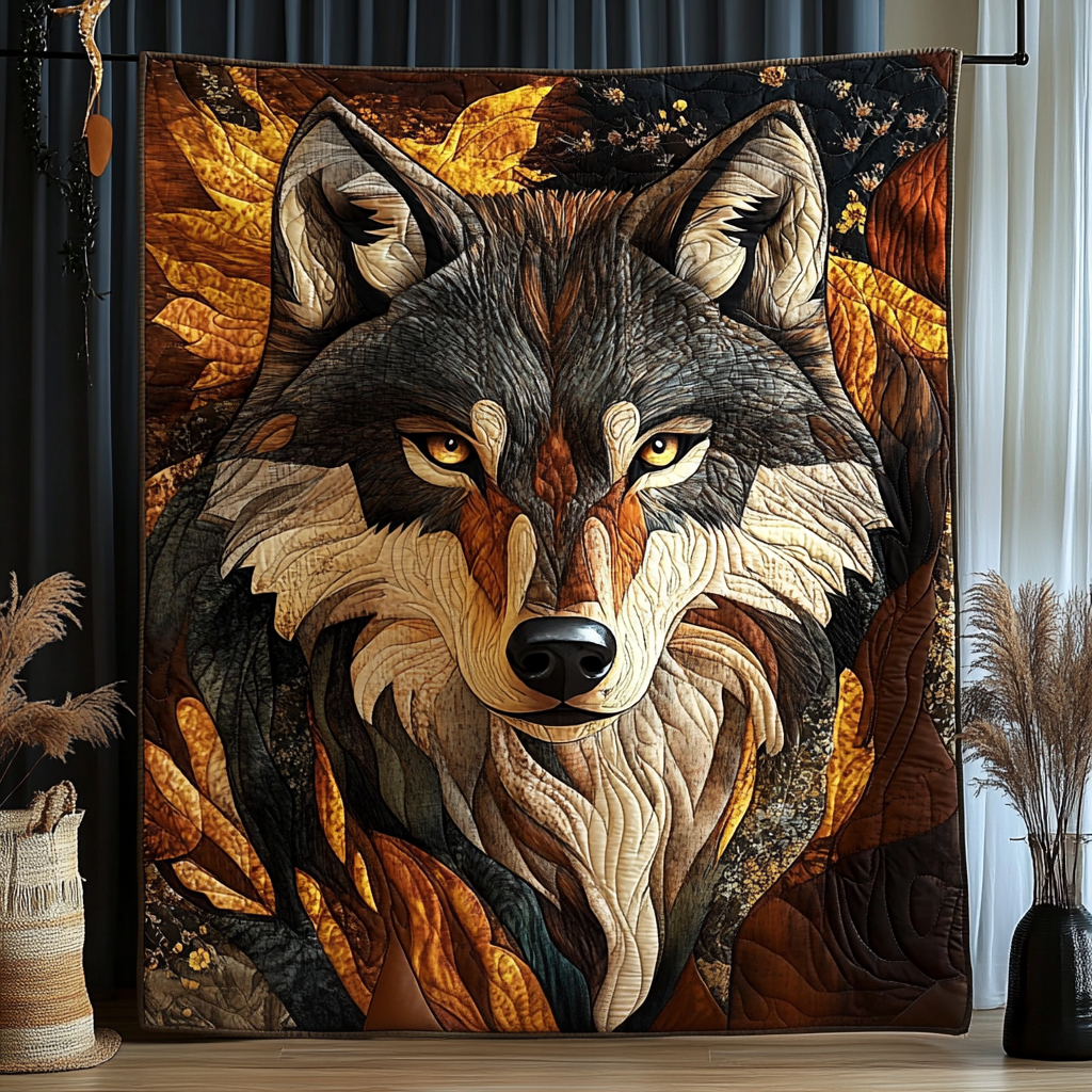 Nightfall Hunter Quilted Blanket Aesthetic Room Decor Themed Wolf Gifts For Her