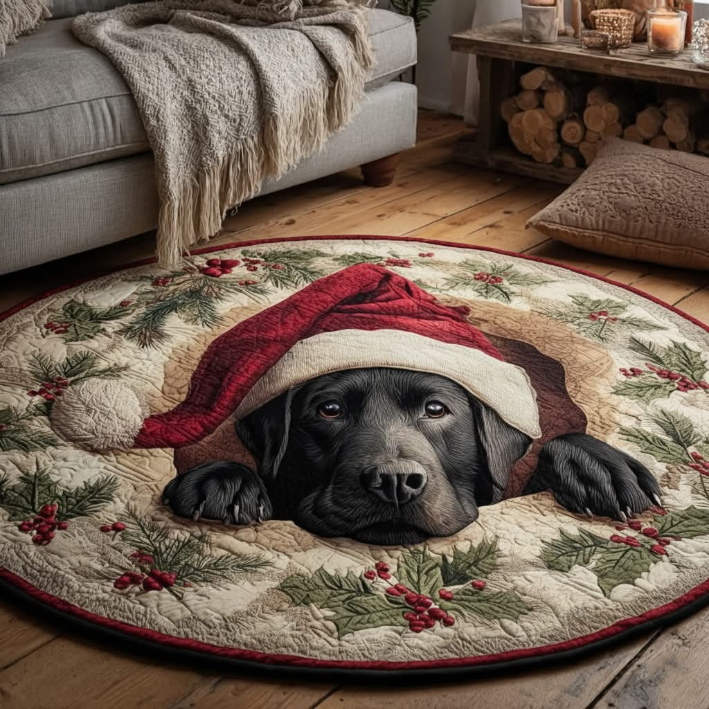 Nook Black Labrador Christmas Round Mat Circle Carpet Rug Decorations Black Lab Gifts