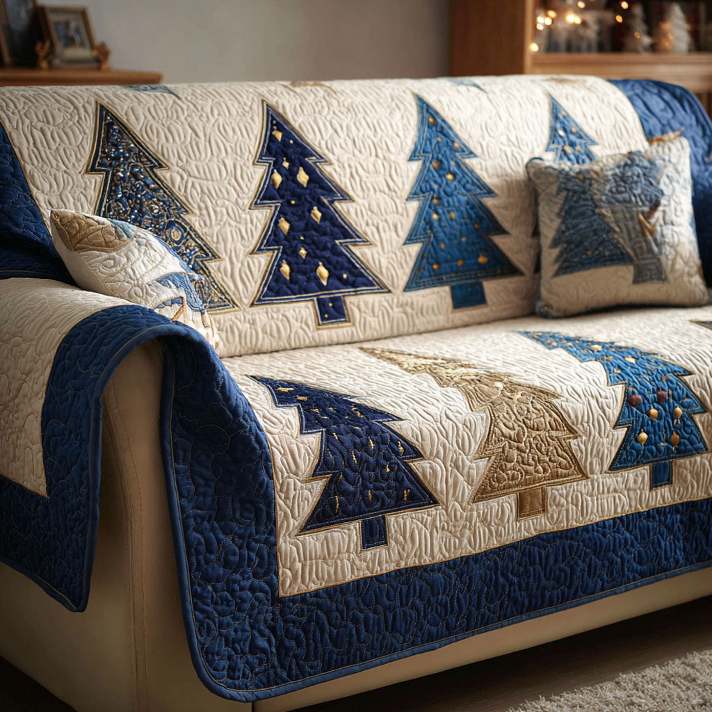 Nordic Noel Quilted Sofa Cover Christmas Family Room Decor Best Family Gifts