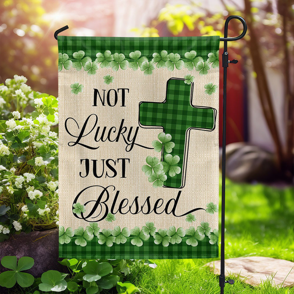 Not Lucky Just Blessed Irish Shamrock St Patrick's Day Flag Saint Patricks Day Decorations