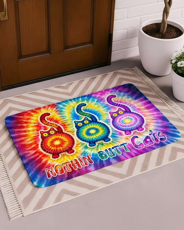 Nothin' But Cats Colorful Swirl Doormat Funny Welcome Mat Gifts For Cat Lovers