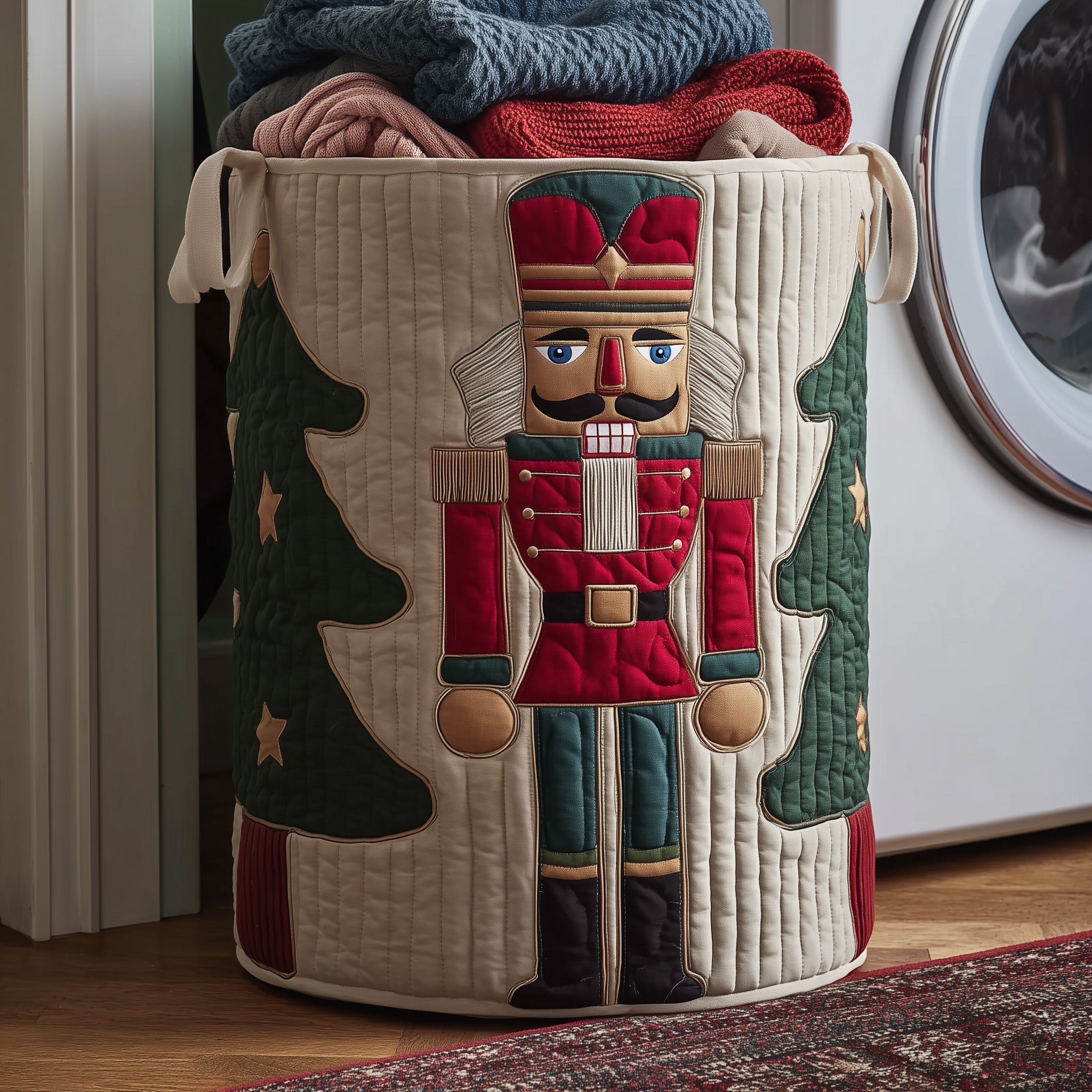 Nutcracker Quilted Laundry Basket Fabric Clothes Basket Unique Gifts For Mom