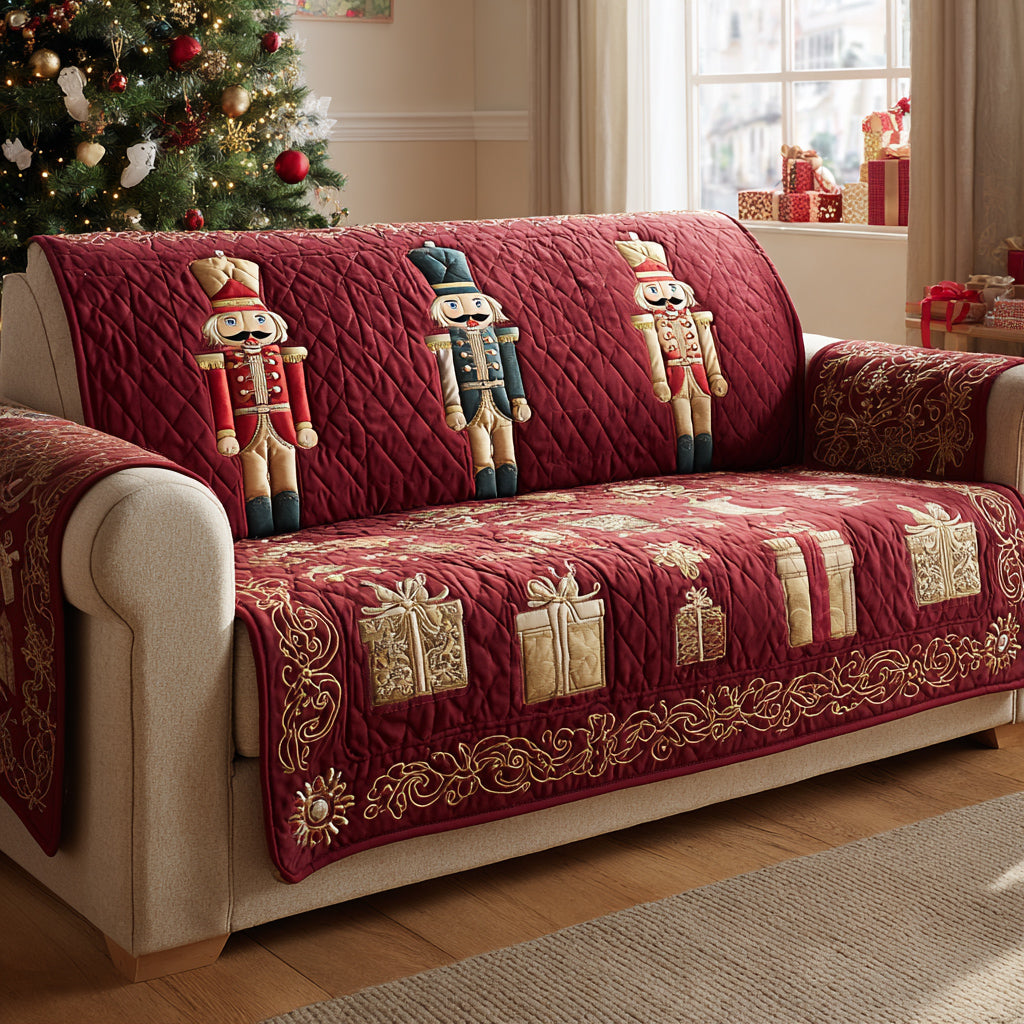 Nutcracker Regal Guard Quilted Sofa Cover Christmas Sofa Cover Family Christmas Presents
