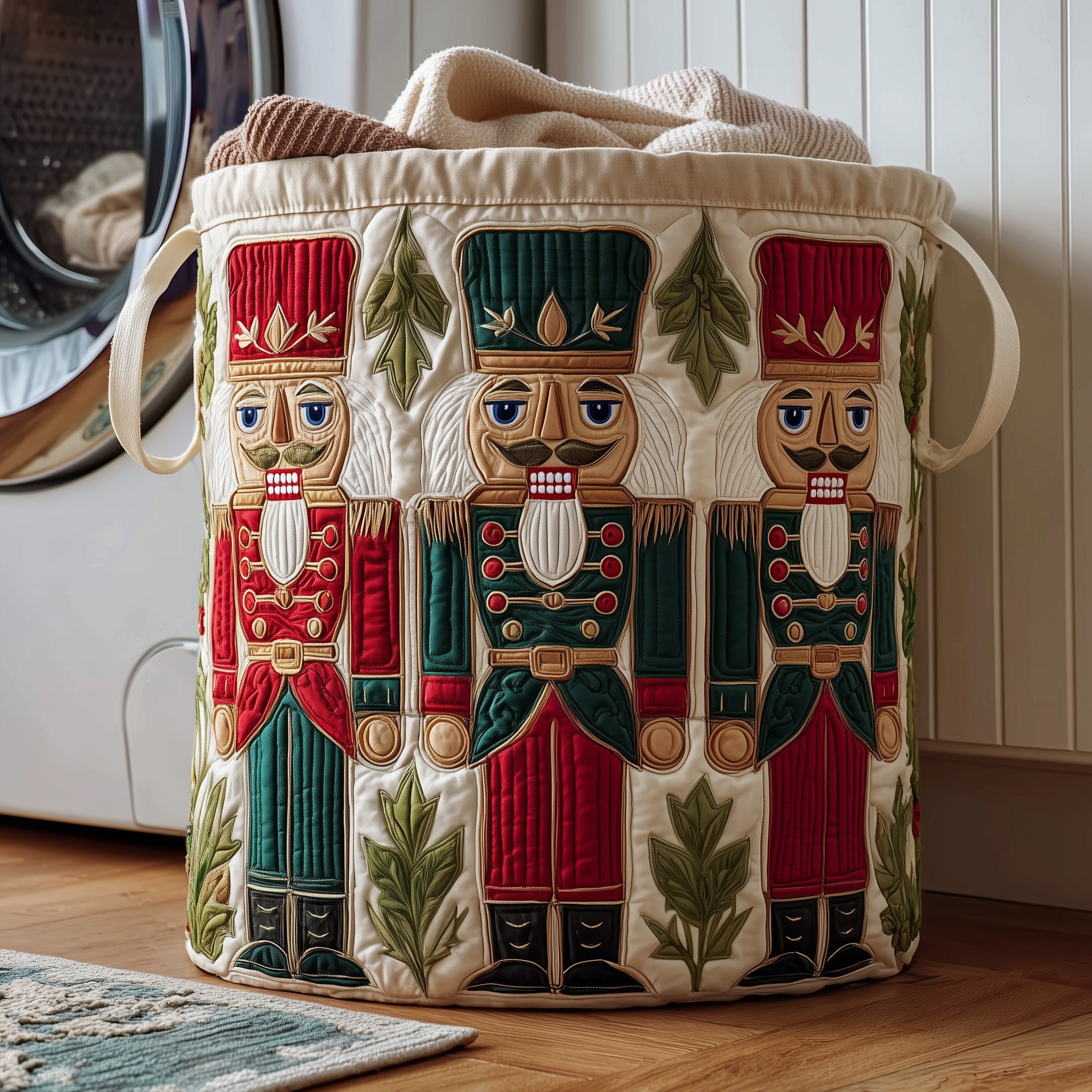 Nutcracker Soldier Quilted Laundry Basket Clothes Hamper Storage Best Dad Gifts