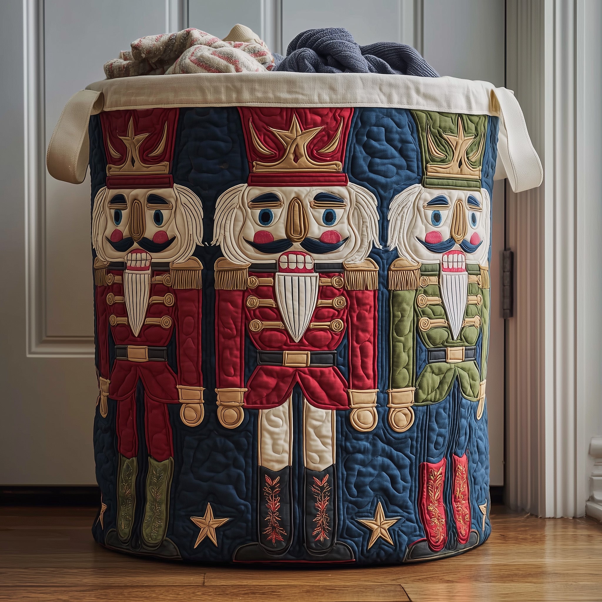 Nutcracker Soldier Quilted Laundry Basket Clothes Hamper Storage Best Gifts For Nutcracker Fans