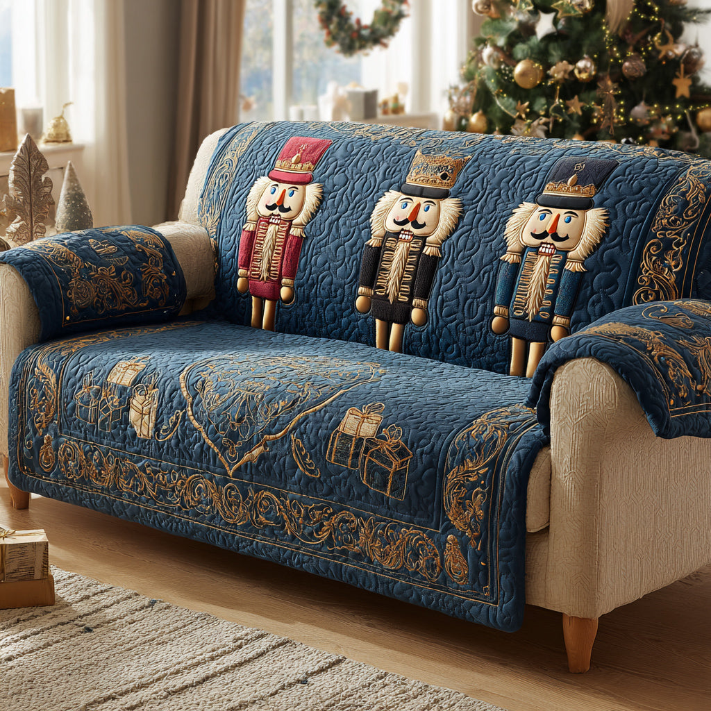 Nutcracker Winter Navy Quilted Sofa Cover Holiday Living Christmas Decor Xmas Gifts For Family