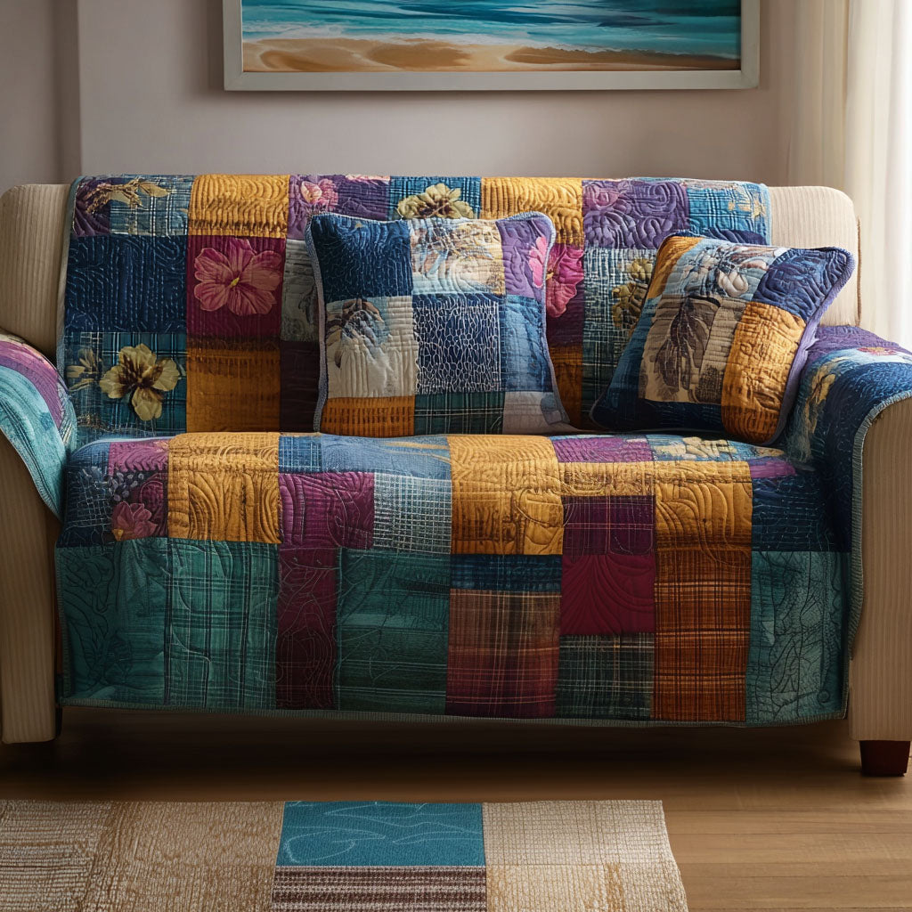 Ocean Balance Quilted Sofa Cover Seat Covers For Couches Gifts For Beach Goers
