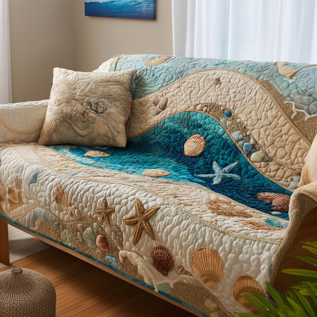 Ocean Bliss Quilted Sofa Cover Couch Covers Sofa Cover Beach Lover Gifts For Her