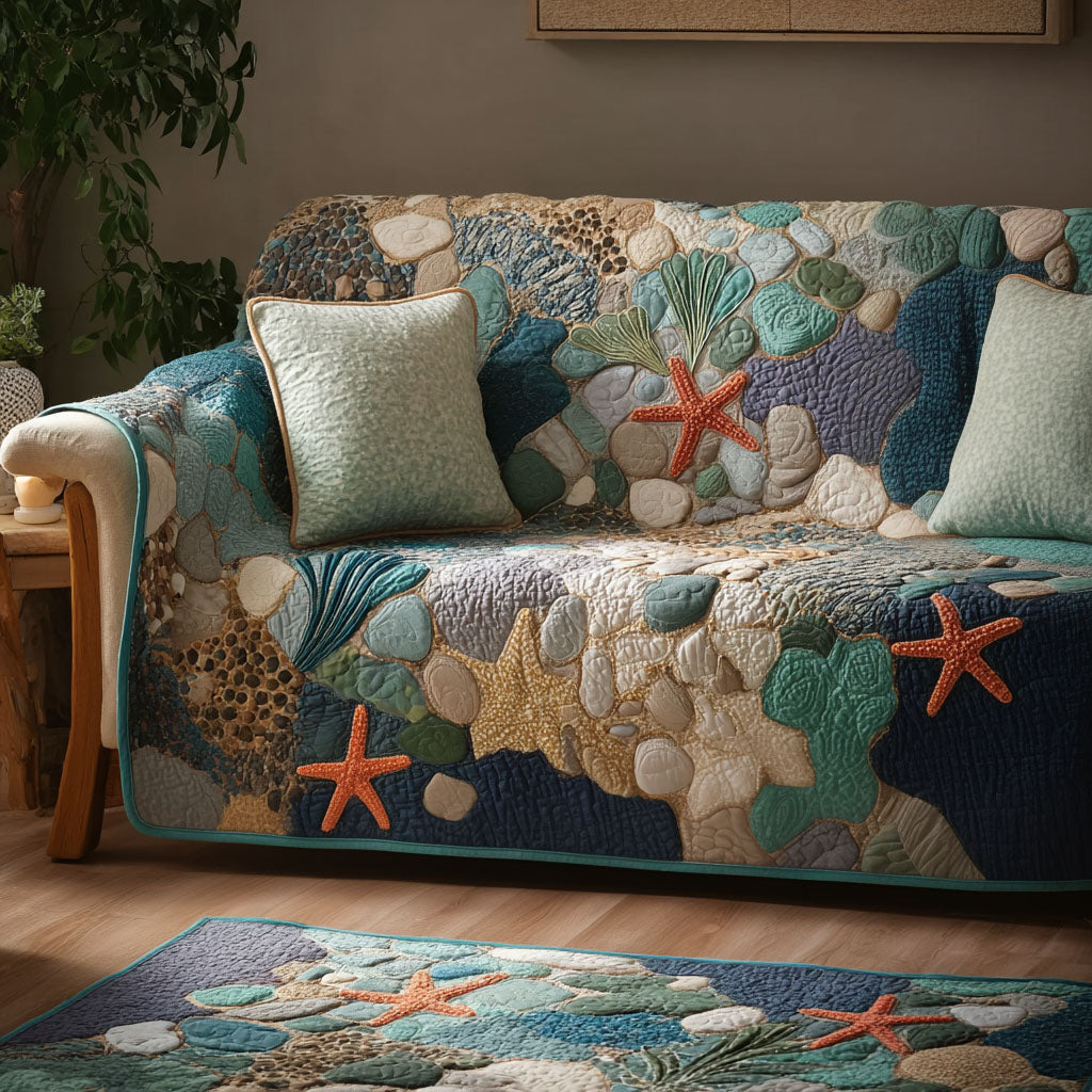 Ocean Harmony Quilted Sofa Cover Slipcover Couch Covers Gifts For Beach Lovers