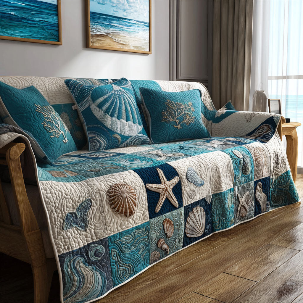 Ocean Pearl Quilted Sofa Cover Sofa Cover Couch Gifts For An Ocean Lover