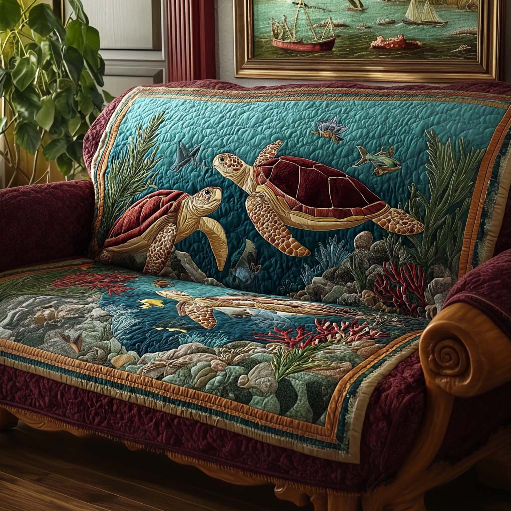Ocean Serenity Quilted Sofa Cover The Best Sofa Slipcovers Sea Turtle Gift Shop
