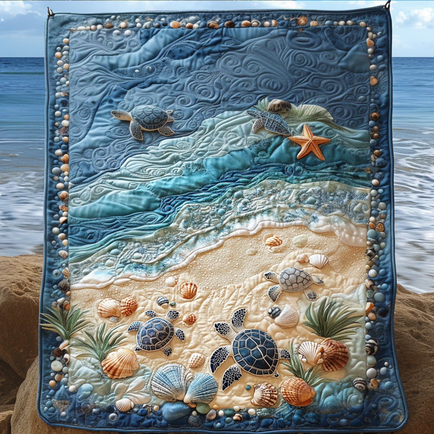 Ocean Shores Turtle Quilted Blanket Bed Comforter Set Turtle Gifts For Her