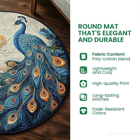 Ocean Tree Of Life Christmas Quilted Round Mat Xmas Design Living Room Decor Gifts - Image 3