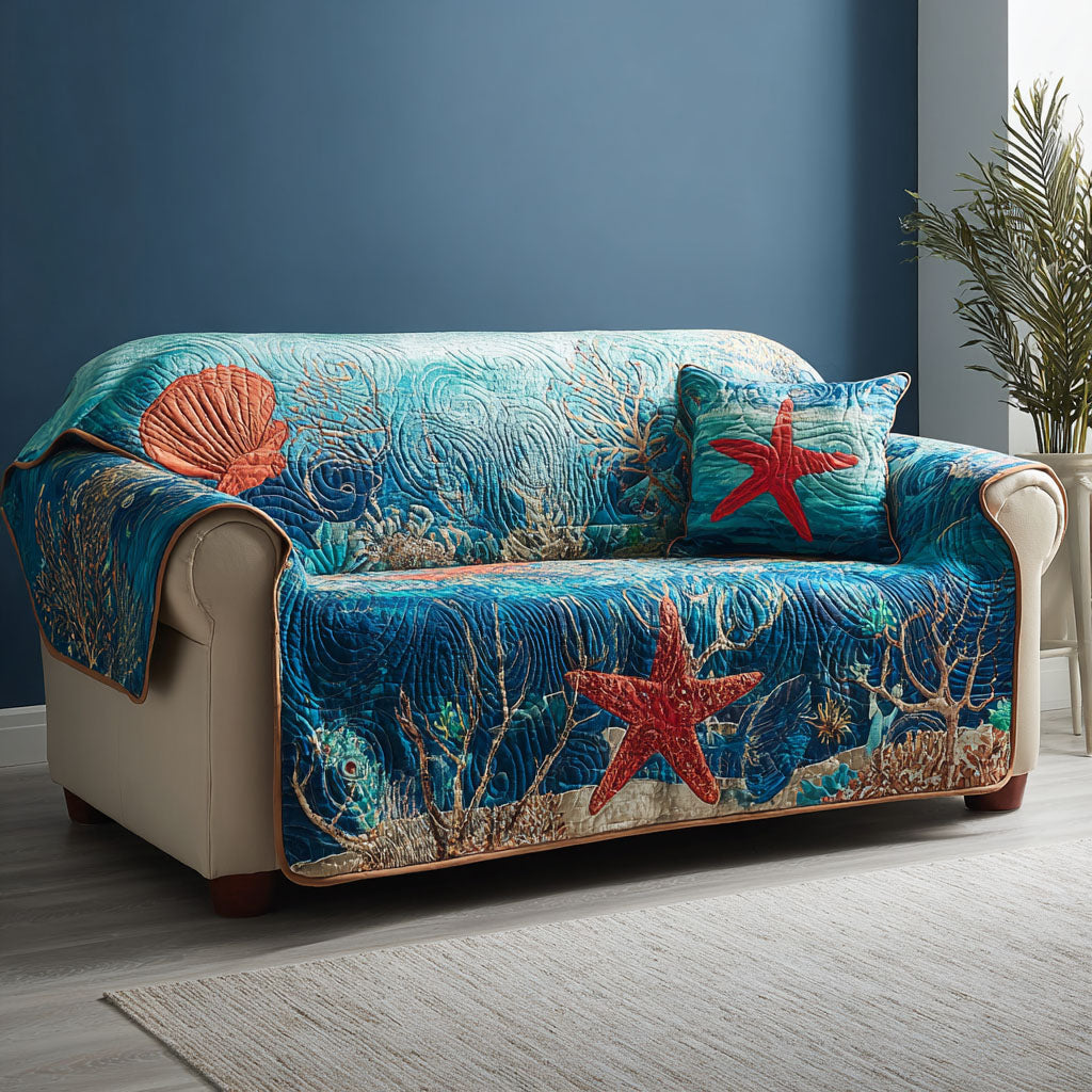 Ocean View Quilted Sofa Cover Best Slip Cover Sofa Presents For Ocean Lovers