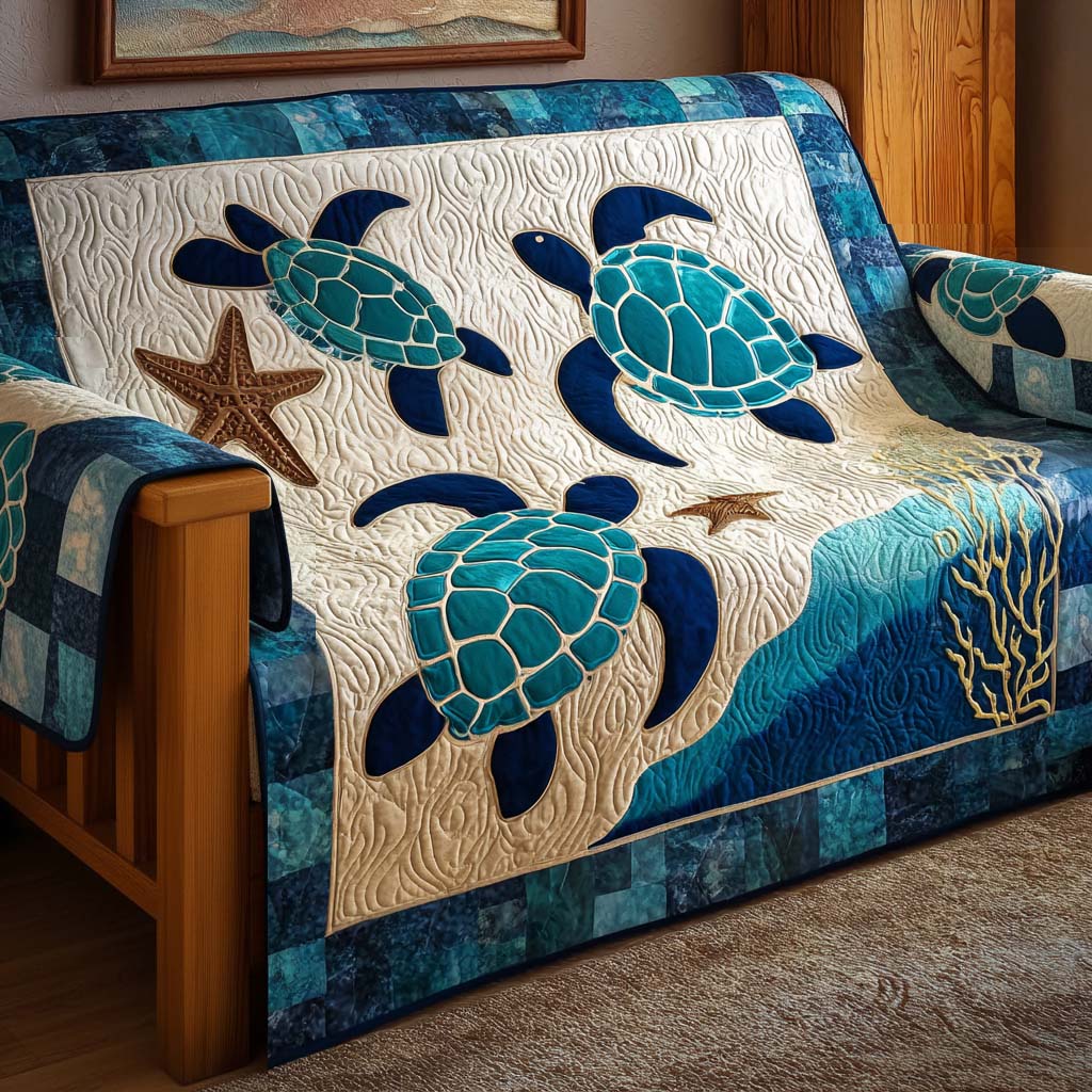 Ocean Wanderer Quilted Sofa Cover Sofa Saver Covers Sea Turtle Gifts For Mom
