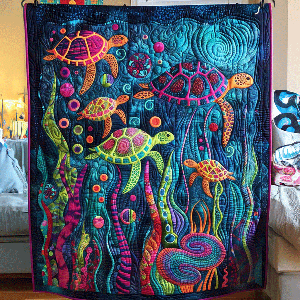 Oceanic Dream Quilted Blanket Bedding Ideas Sea Turtle Merchandise