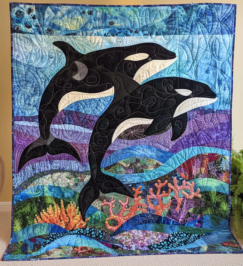 Orca Song Waves Quilted Blanket Bedroom Decor Ideas Dad Birthday Gifts