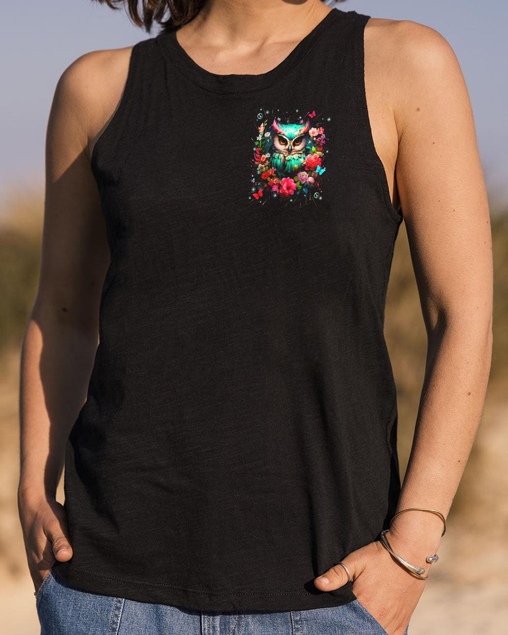 Owl Be You The World Will Adjust Tank Top Colorful Owl With Floral Butterfly Gift For Daughter - Image 2