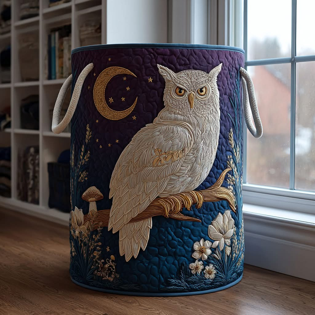 Owl Echo Quilted Laundry Basket Clothes Hamper Best Gifts For Owl Lovers