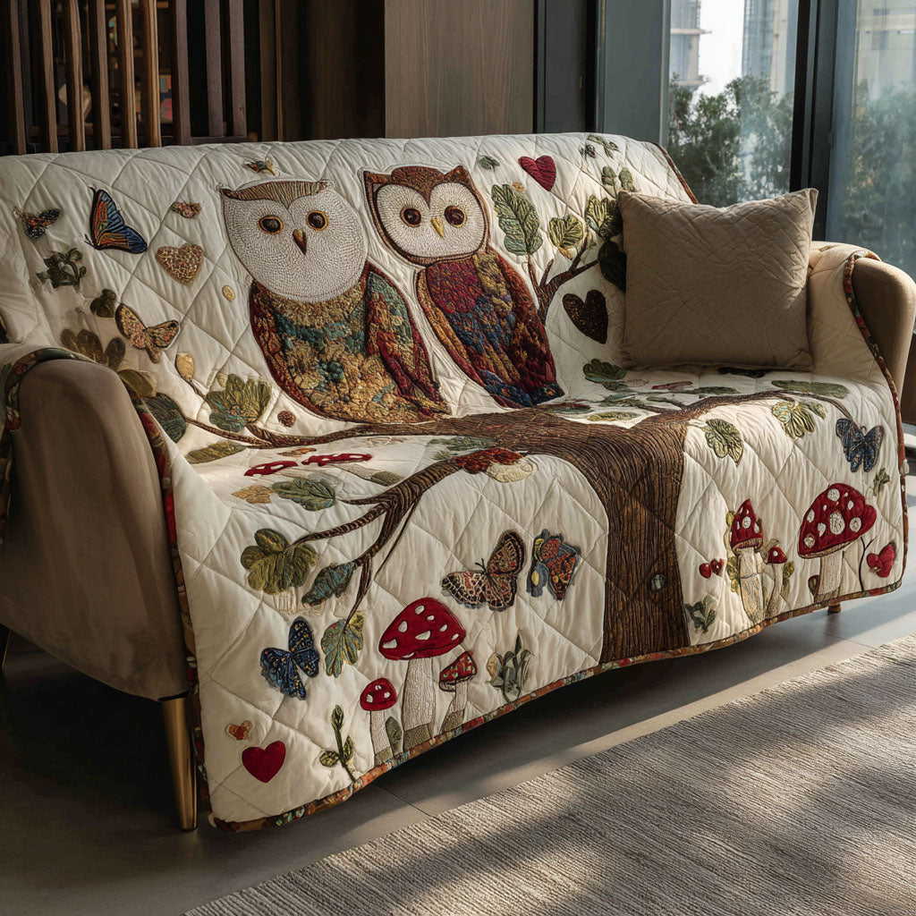 Owl Garden Quilted Sofa Cover Room Decor Gift Ideas For Married Couples