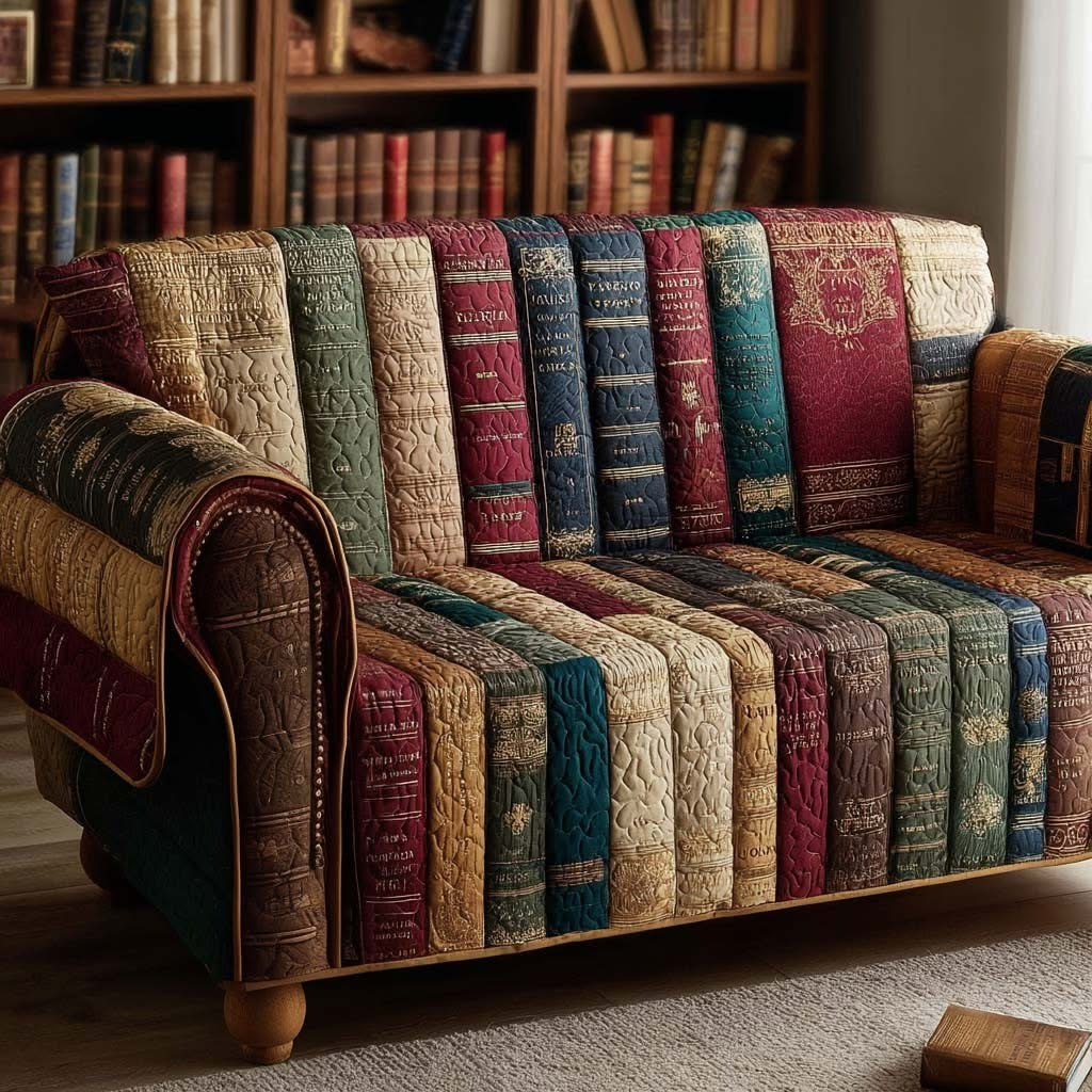 Page Whisper Quilted Sofa Cover Christmas Couch Covers Gift For Book Lover