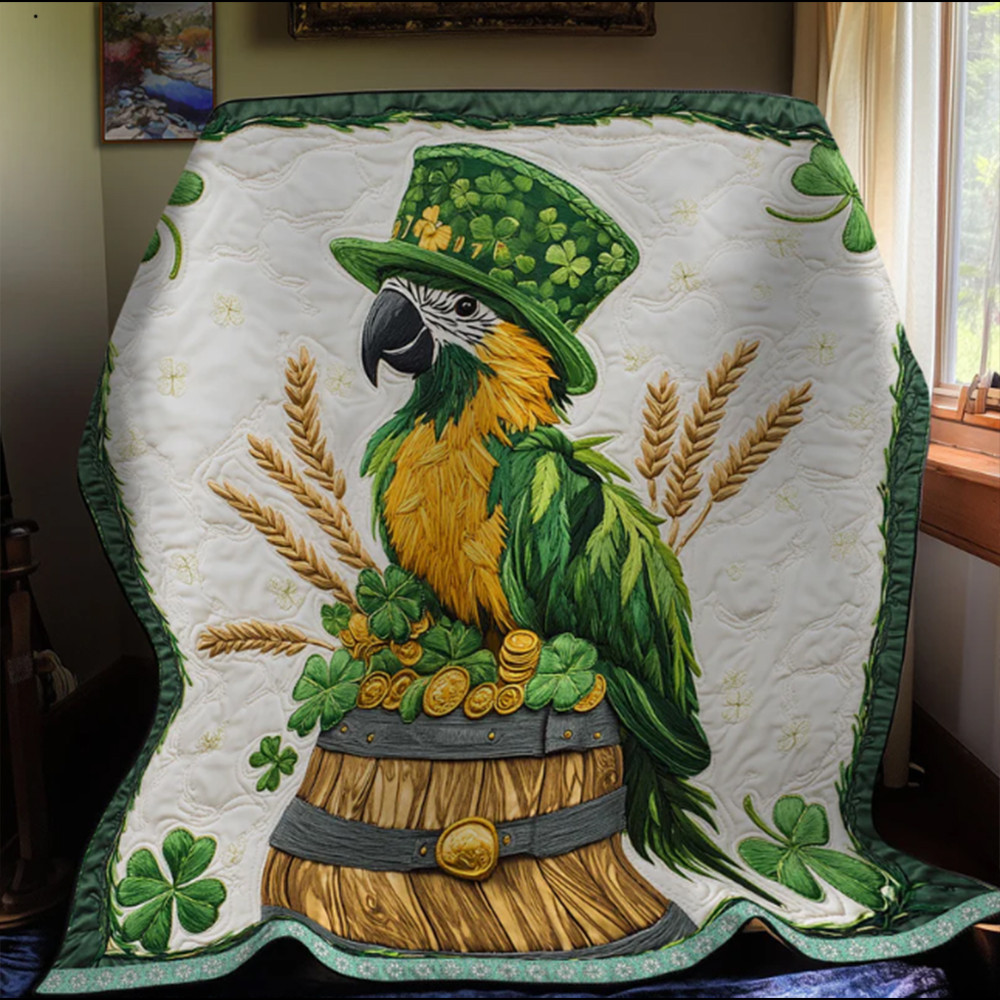 Parrot Patrick's Day Quilt Blanket Parrot Lover Best Idea Gift For Irish