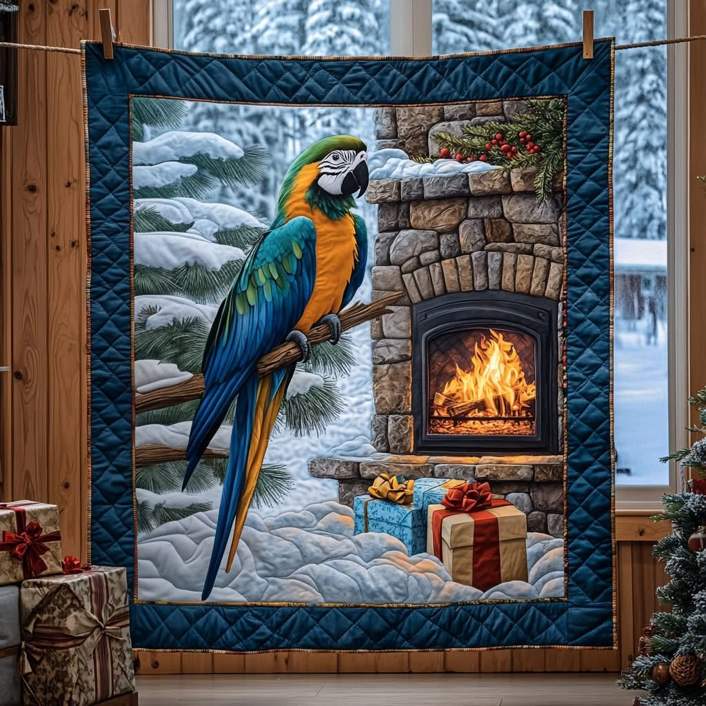 Parrot Quilted Blanket Christmas 2025 Merch Present For People Who Love Parrot