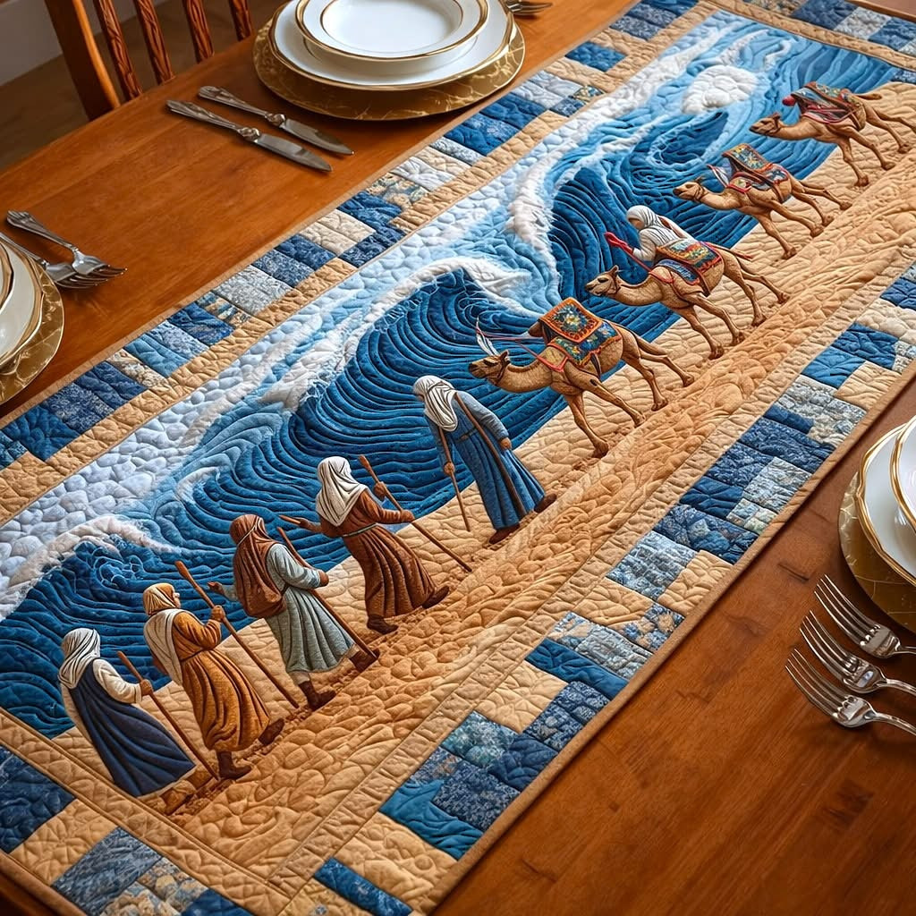 Passover Seder Quilted Table Runner The Parting Waters Table Runner Holiday Jewish Home Decor