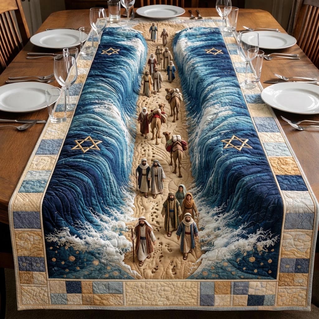 Passover Table Quilted Table Runner Rustic Kitchen Dining Decor Gift For Cozy Family Home