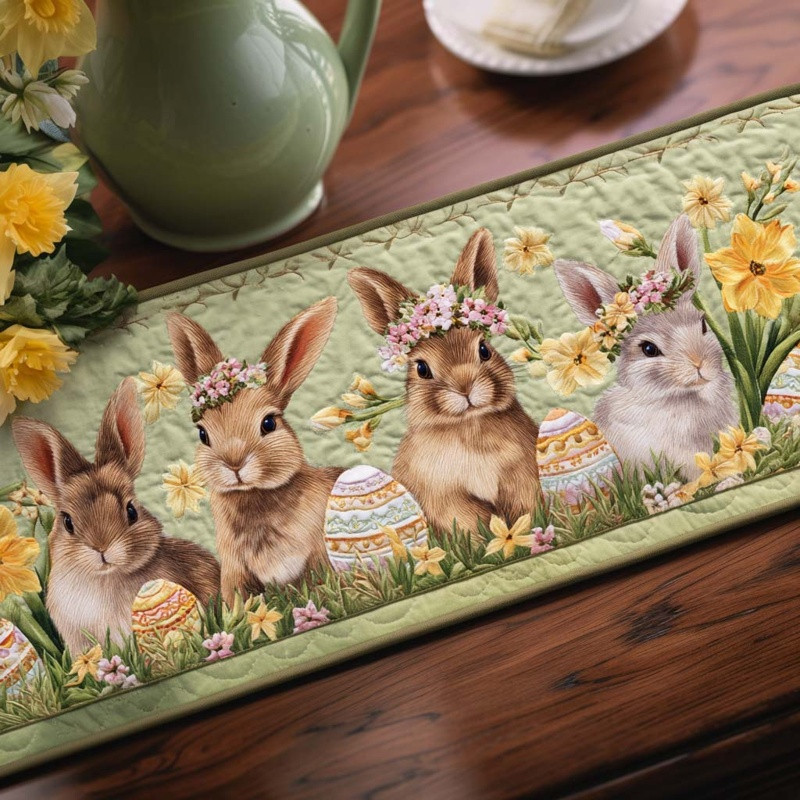 Pastel Harvest Quilted Table Runner Spring Floral Table Decor Best Gift For Her