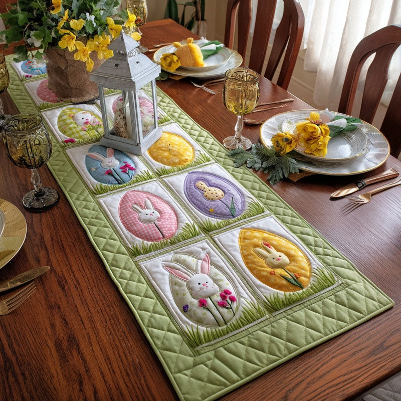 Pastel Patch Easter Quilted Table Runner Spring Table Decor Best Gift For Easter Lovers
