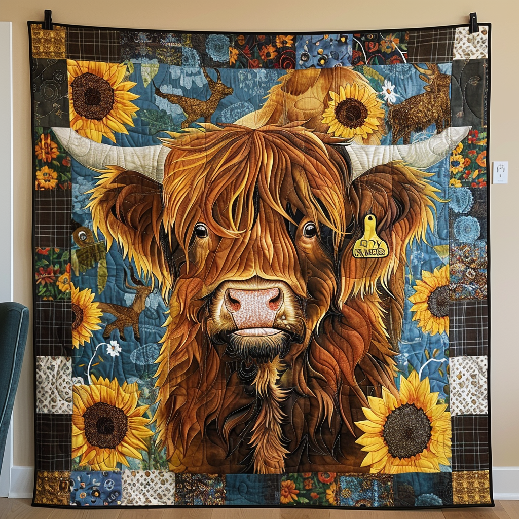 Pastoral Cow And Sunflower Quilted Blanket Best Bedding Sets Mothers Day Ideas
