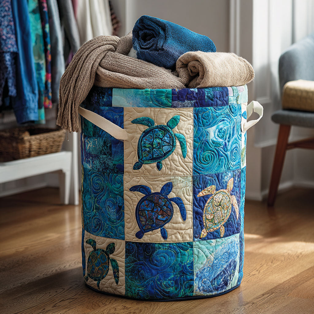 Patch Reef Quilted Laundry Basket Useful Quilted Basket Gift That Blends Style and Function