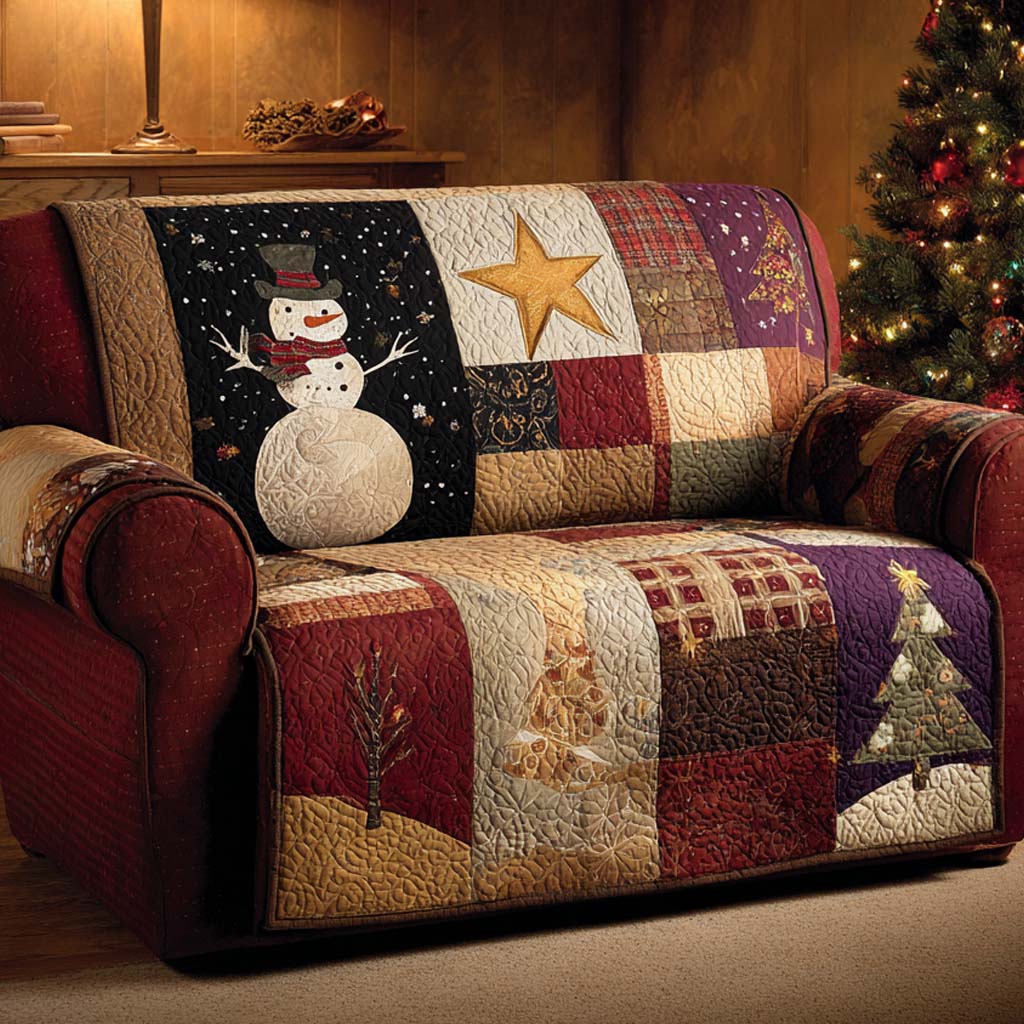 Patch Xmas Snowman Quilted Sofa Cover Christmas Family Room Decor Ideas For Christmas Family Gifts